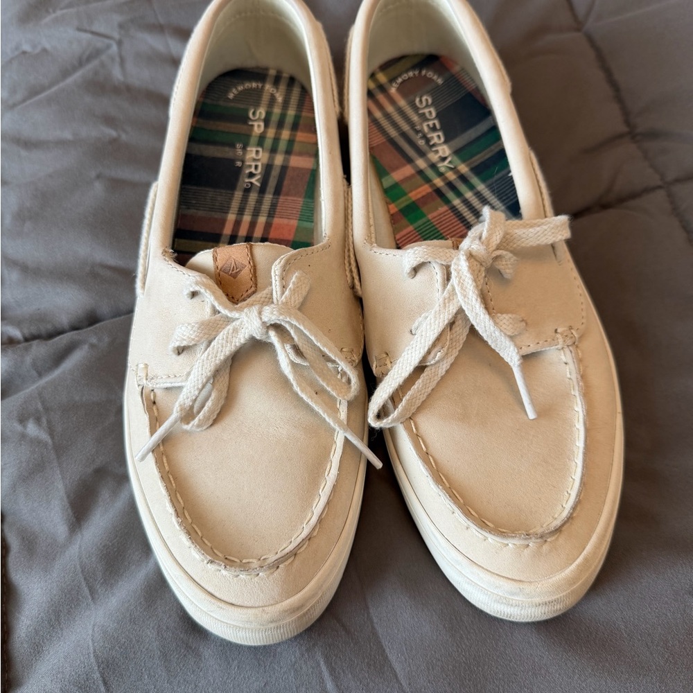 Sperry Off-White Canvas Boat Shoes